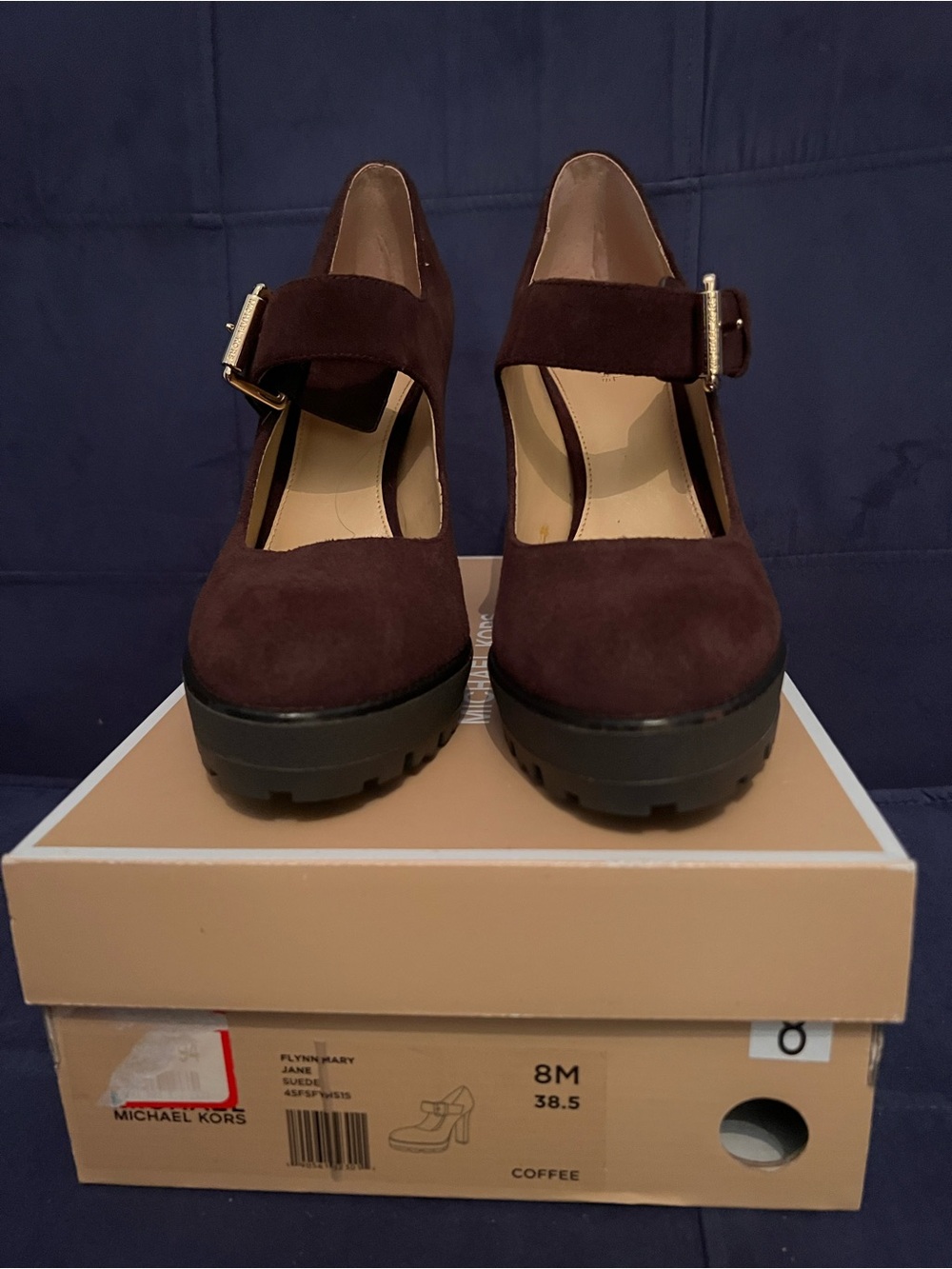 Michael Kors Coffee Suede Mary Jane Platform Pump - Picture 2 of 3
